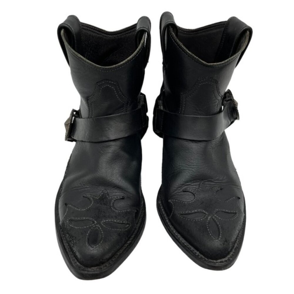 Golden Goose Distress Ankle Boots with Harness Strap Women Size 36 US 6